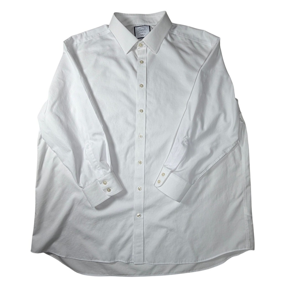 Charles Tyrwhitt Mens 19/37 Classic Fit Non-Iron Dress Shirt White Long Sleeve